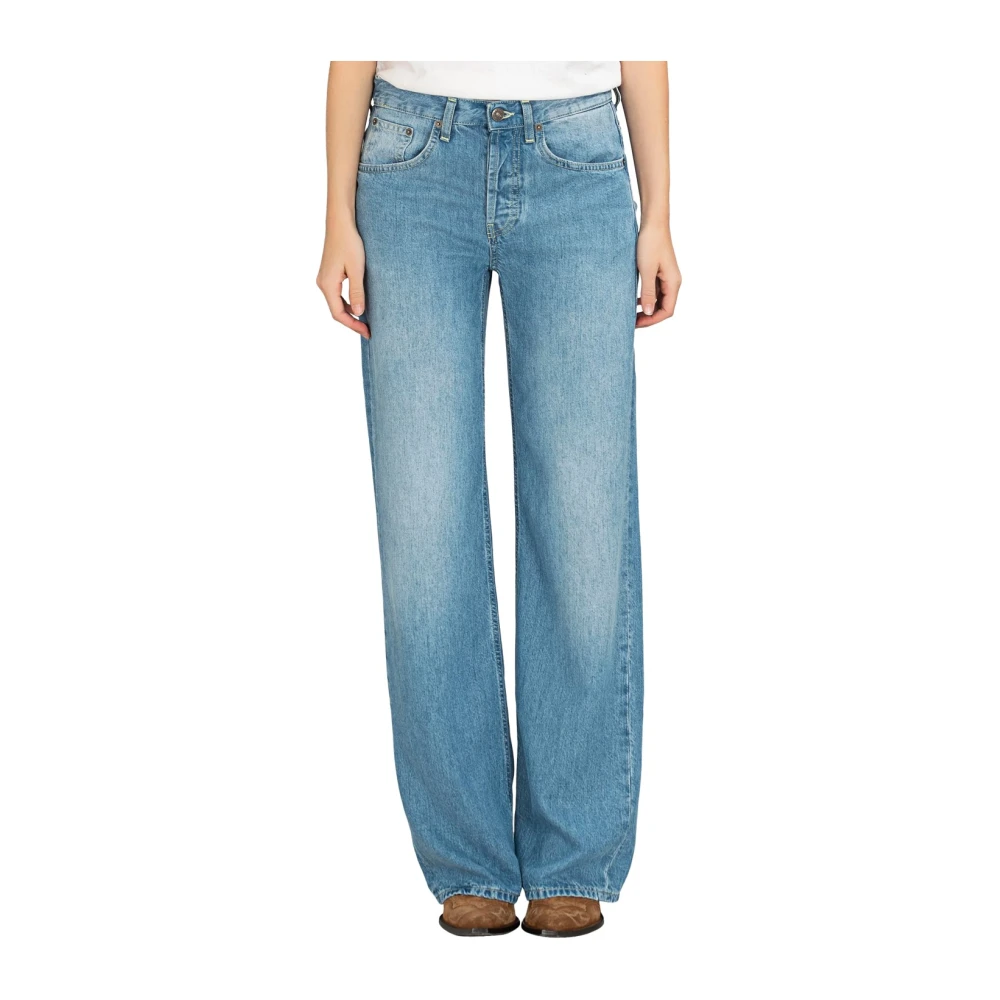 Dondup Blauwe Wijde Pijp Broek met Zakken Blue Dames