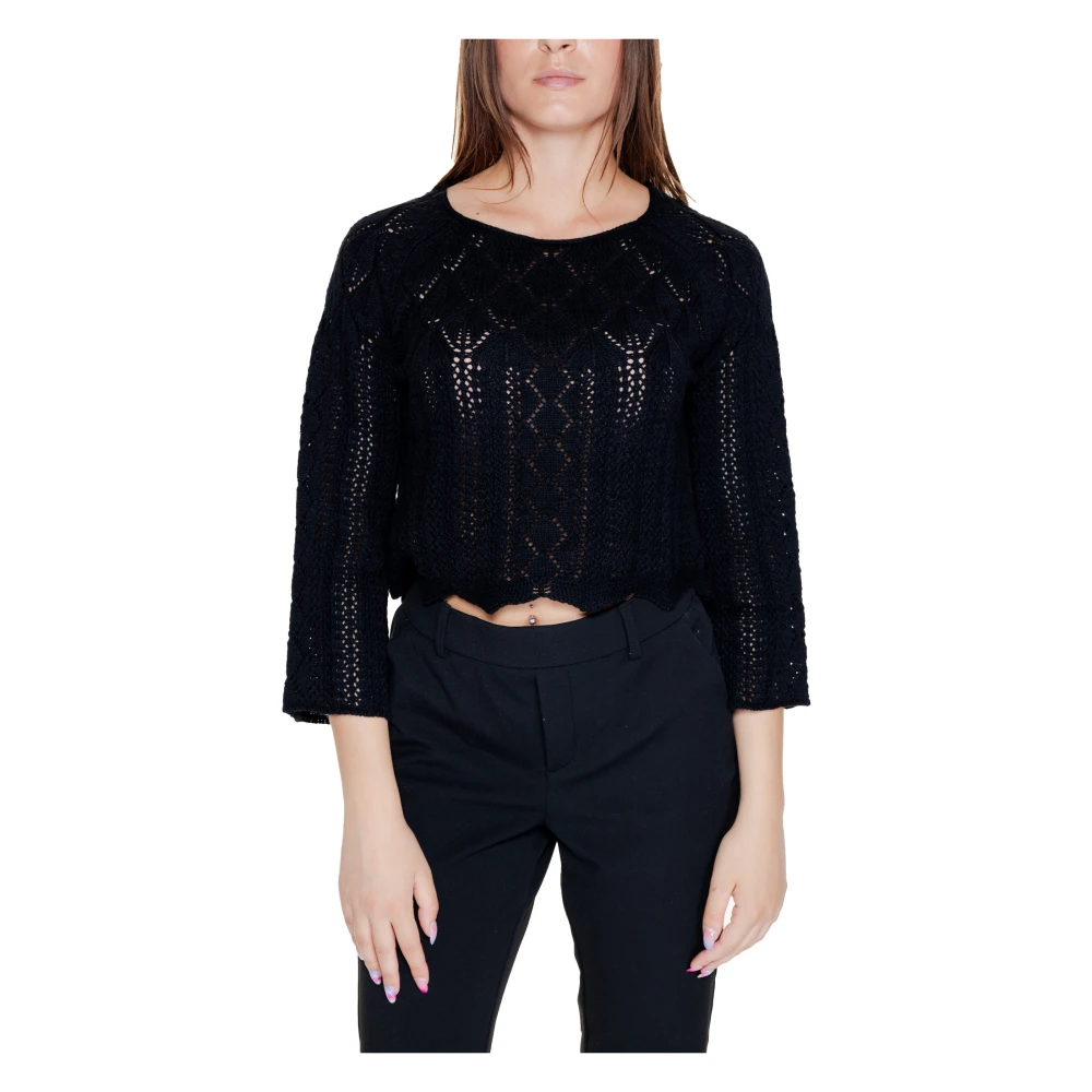 Vero Moda Zwart Gebreid Ronde Hals Trui Black Dames