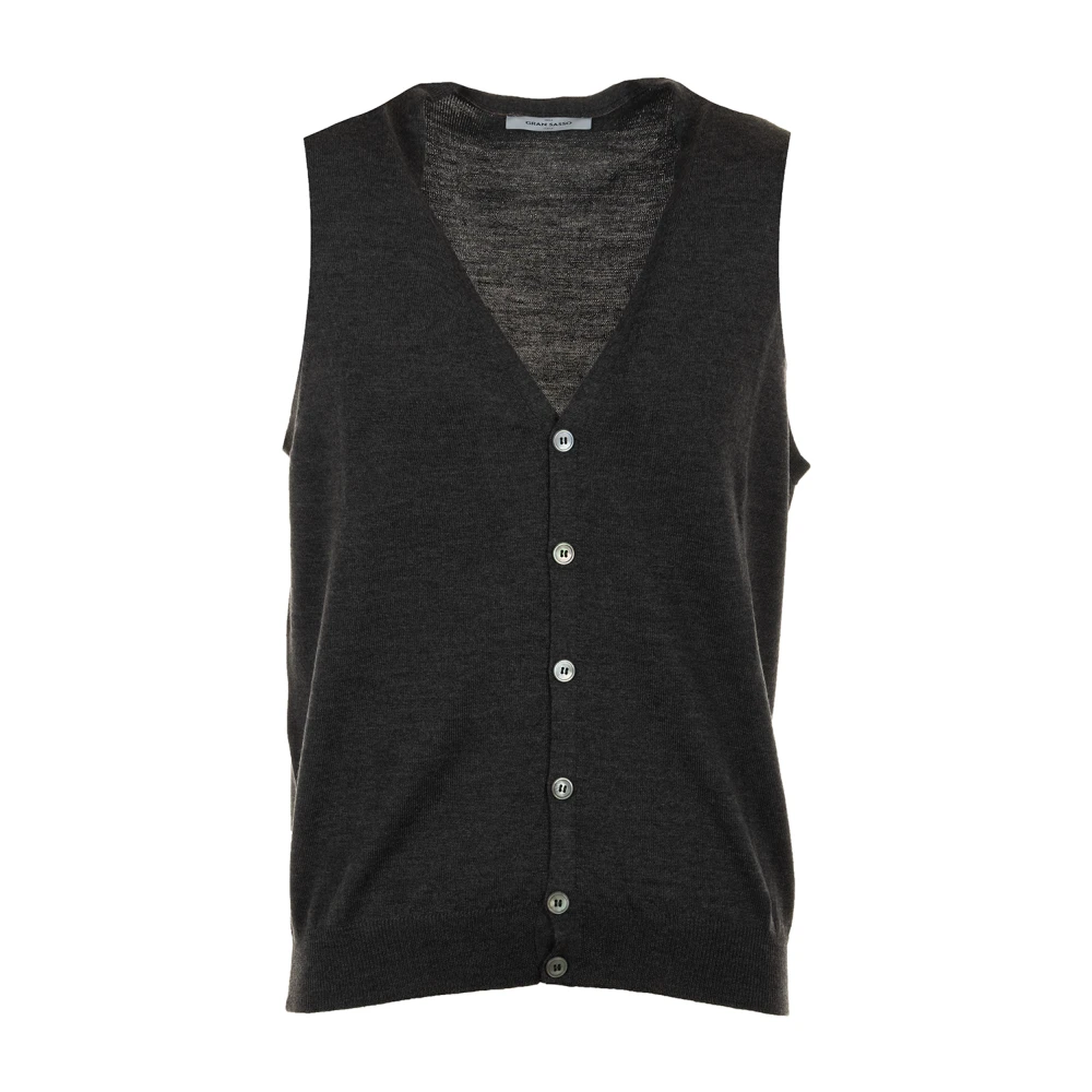 Gran Sasso Antraciet Sweater Vest Gray Heren