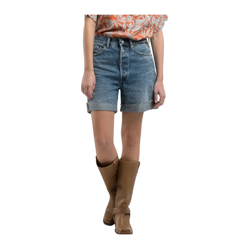 Replay Blauwe Denim Shorts Blue Dames
