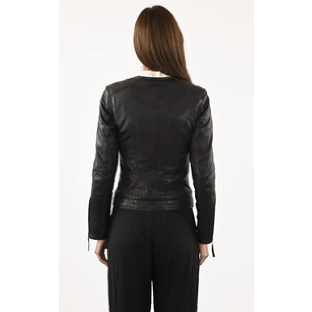 La Canadienne Zwarte Leren Spencer Jas Black Dames