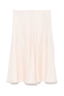 Midi silke jacquard kjol persika