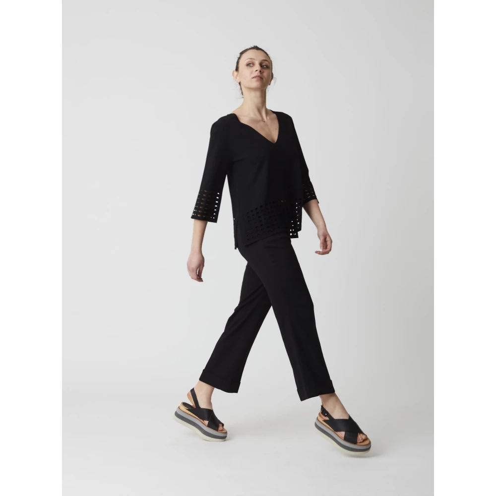 Kangra Gebreide Trui met Motieven Black Dames