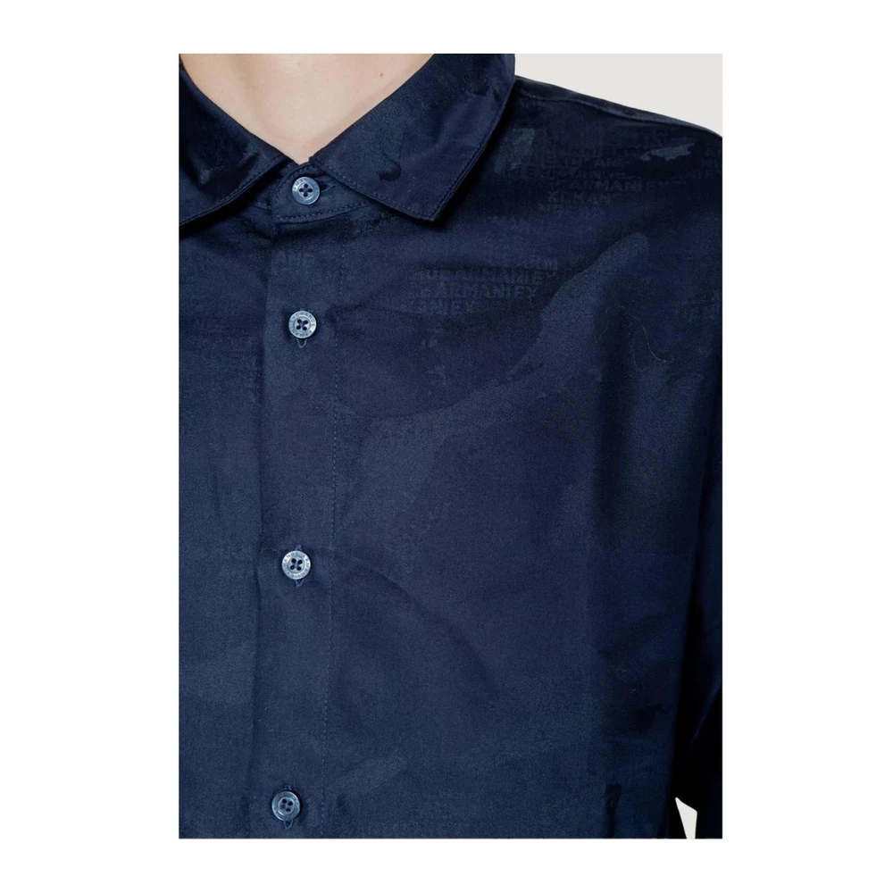Armani Exchange Blauw Overhemd van Katoenmix met Lange Mouwen Blue Heren
