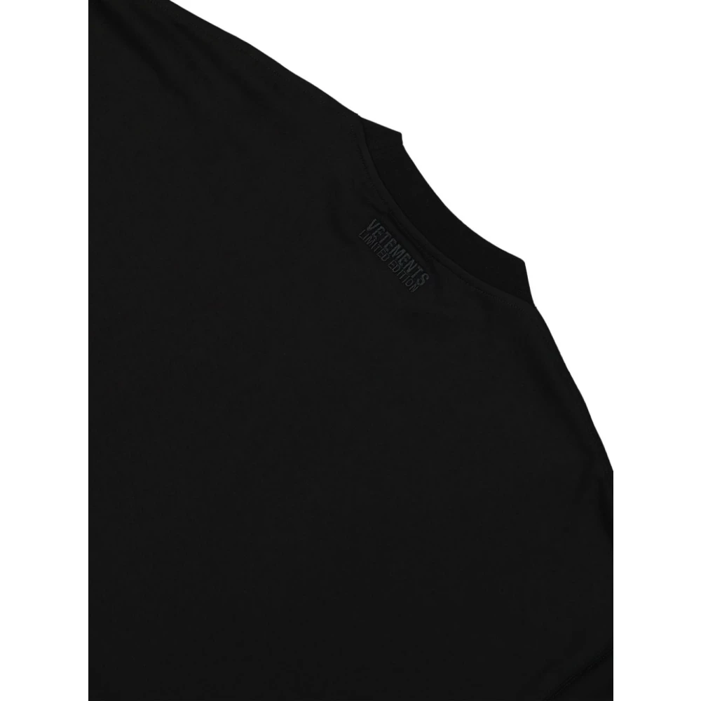 Vetements Zwart Crew Neck Straight Hem Shirt Black Heren