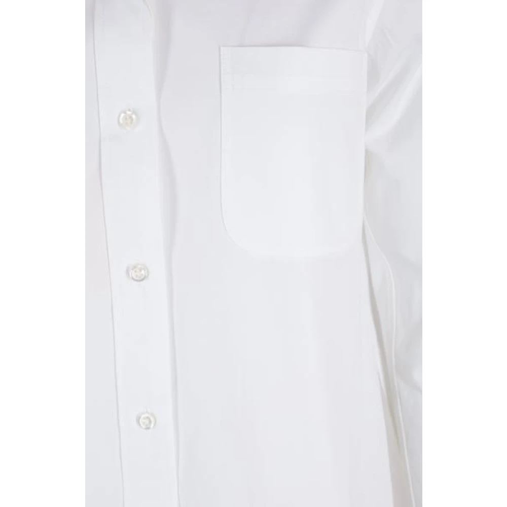 Thom Browne Witte oversized katoenen poplin overhemd met diepe zij- en achterkanten White Dames
