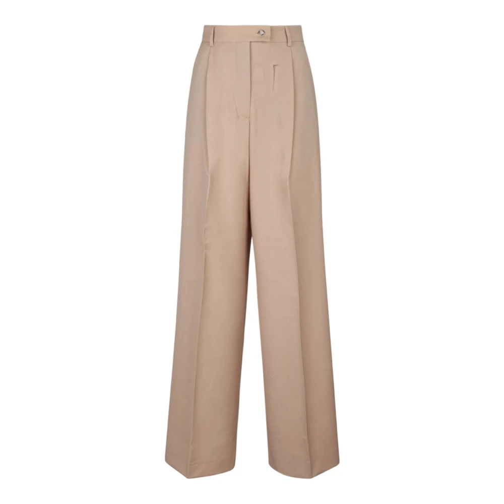 SPORTMAX Beige Wide Leg Wool Trousers Beige Dames