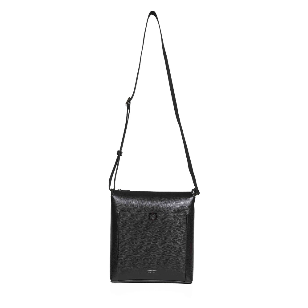 Ferragamo Men's Black Gancini Crossbody Bag