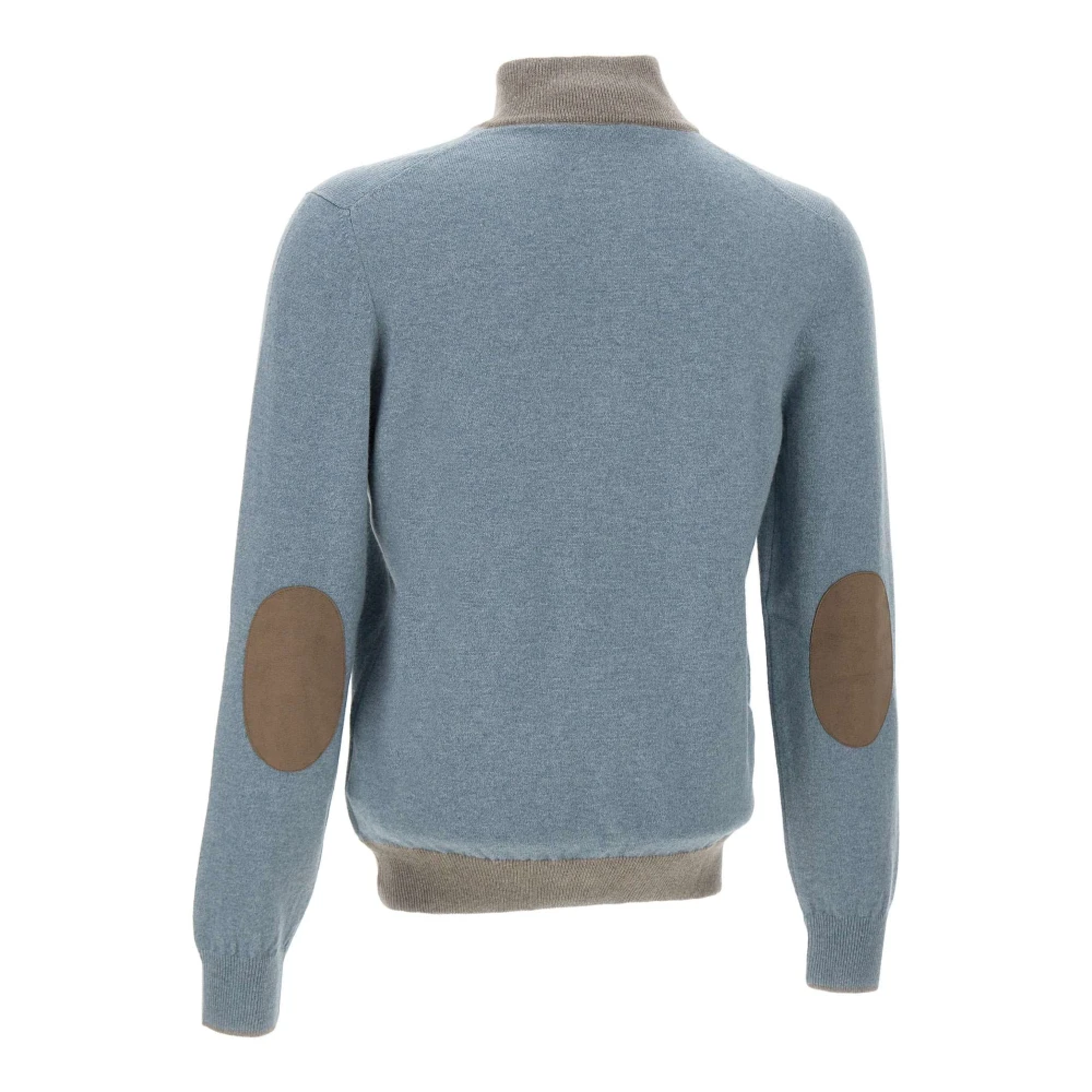 Gran Sasso Wol & Kasjmier Trui Ritssluiting Blue Heren