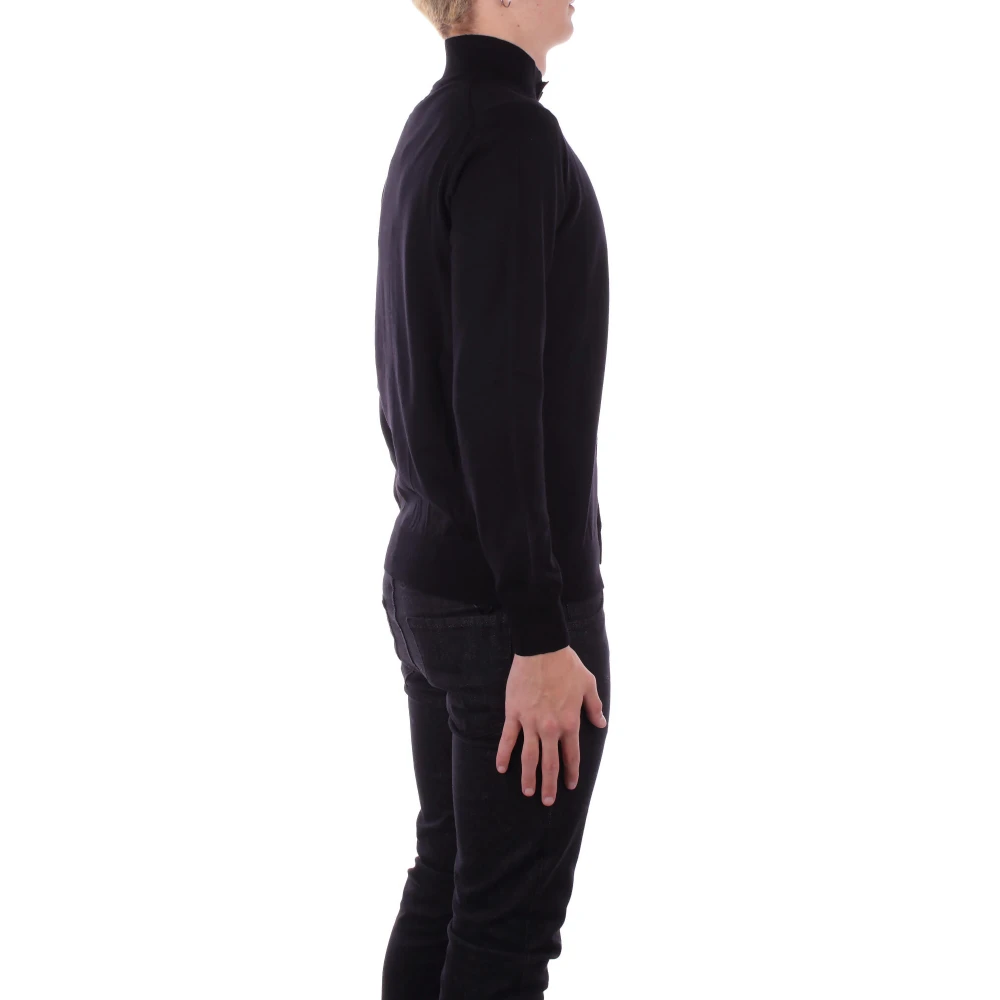 Alpha Studio Zwarte Cardigan Trui Knoopsluiting Black Heren