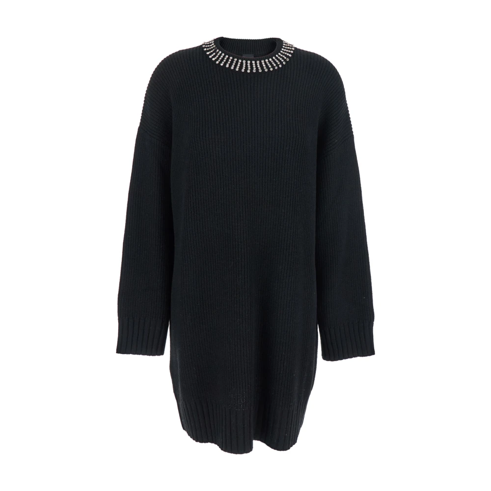Pinko Women's Black Knitted Dresses, Xs, Dress With Strass Details