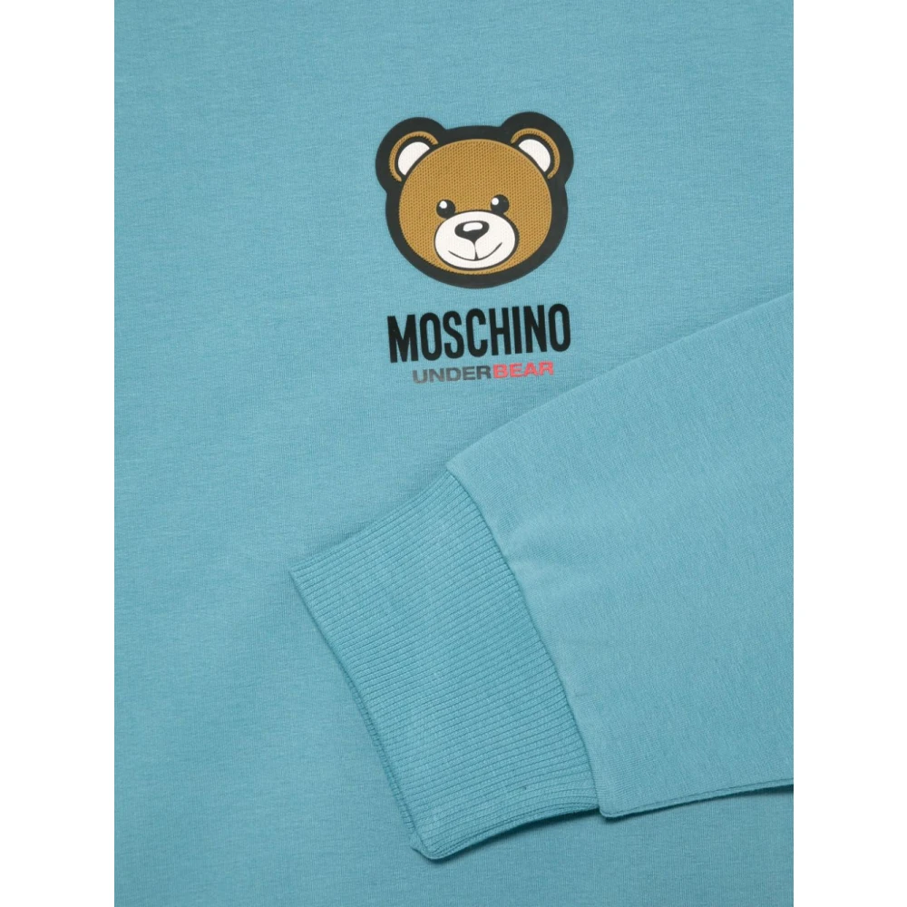 Moschino Blauwe Geribbelde Trui met Logodetails Blue Heren