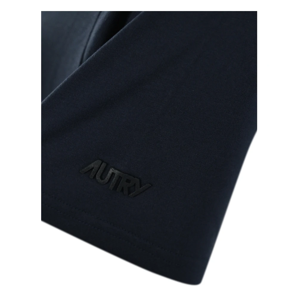 Autry Katoenen Heren T-shirt: Ronde Hals Korte Mouw Rechte Zoom Slim Fit Blue Heren