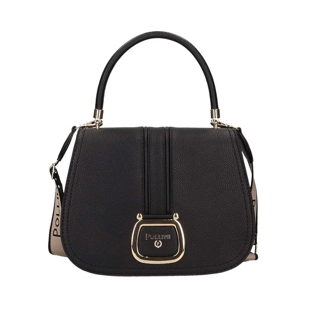 Pollini Zwarte Schoudertas met Tubulair Handvat Black Dames