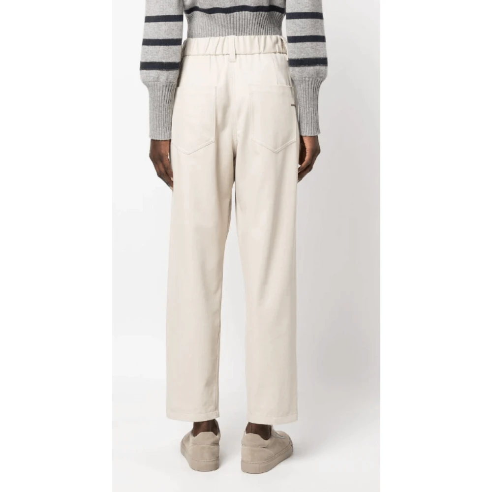 BRUNELLO CUCINELLI Roomwitte Straight-Leg Broek Beige Dames