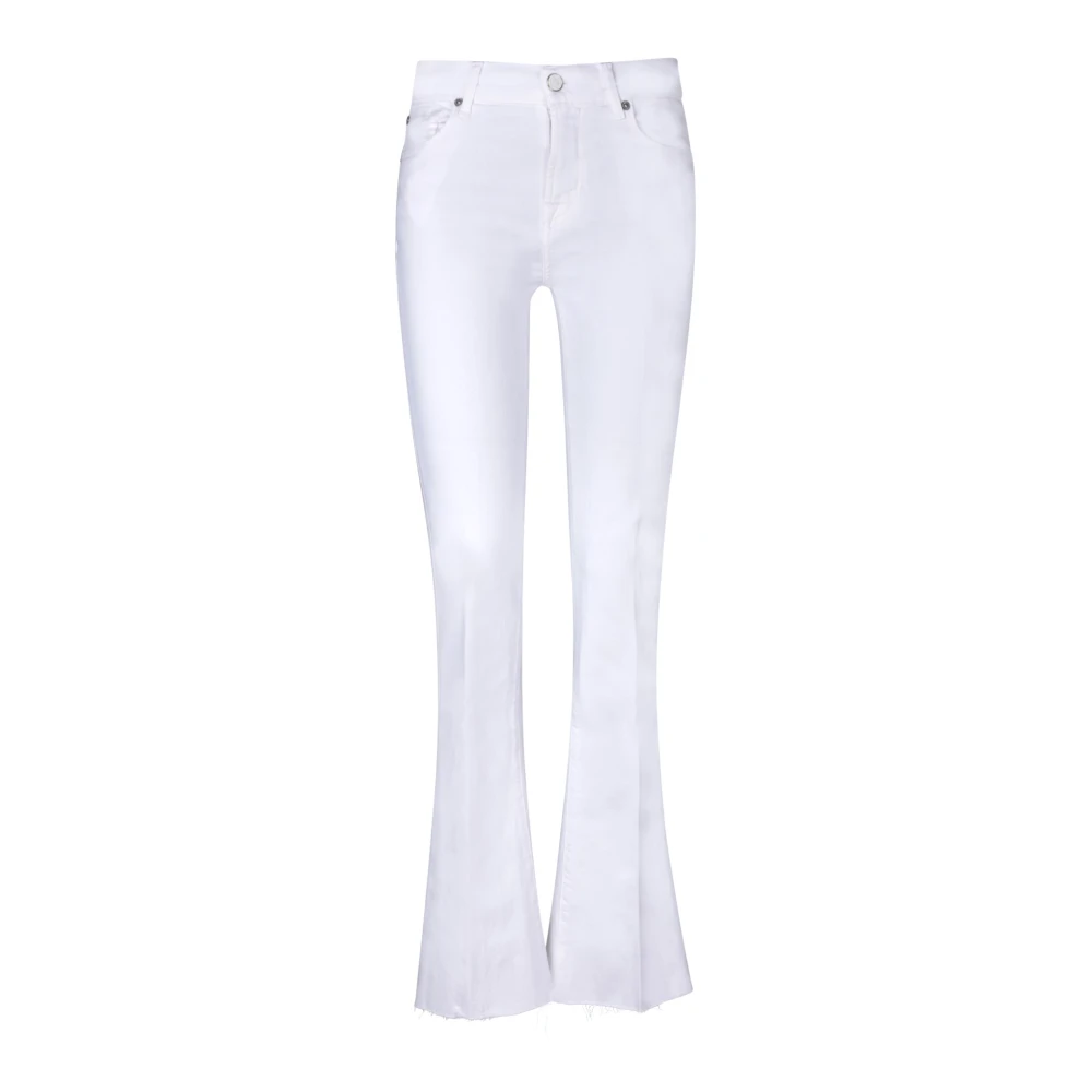 7 For All Mankind Women's White Flare Jeans, W28, Mid-Rise Bootcut Jeans