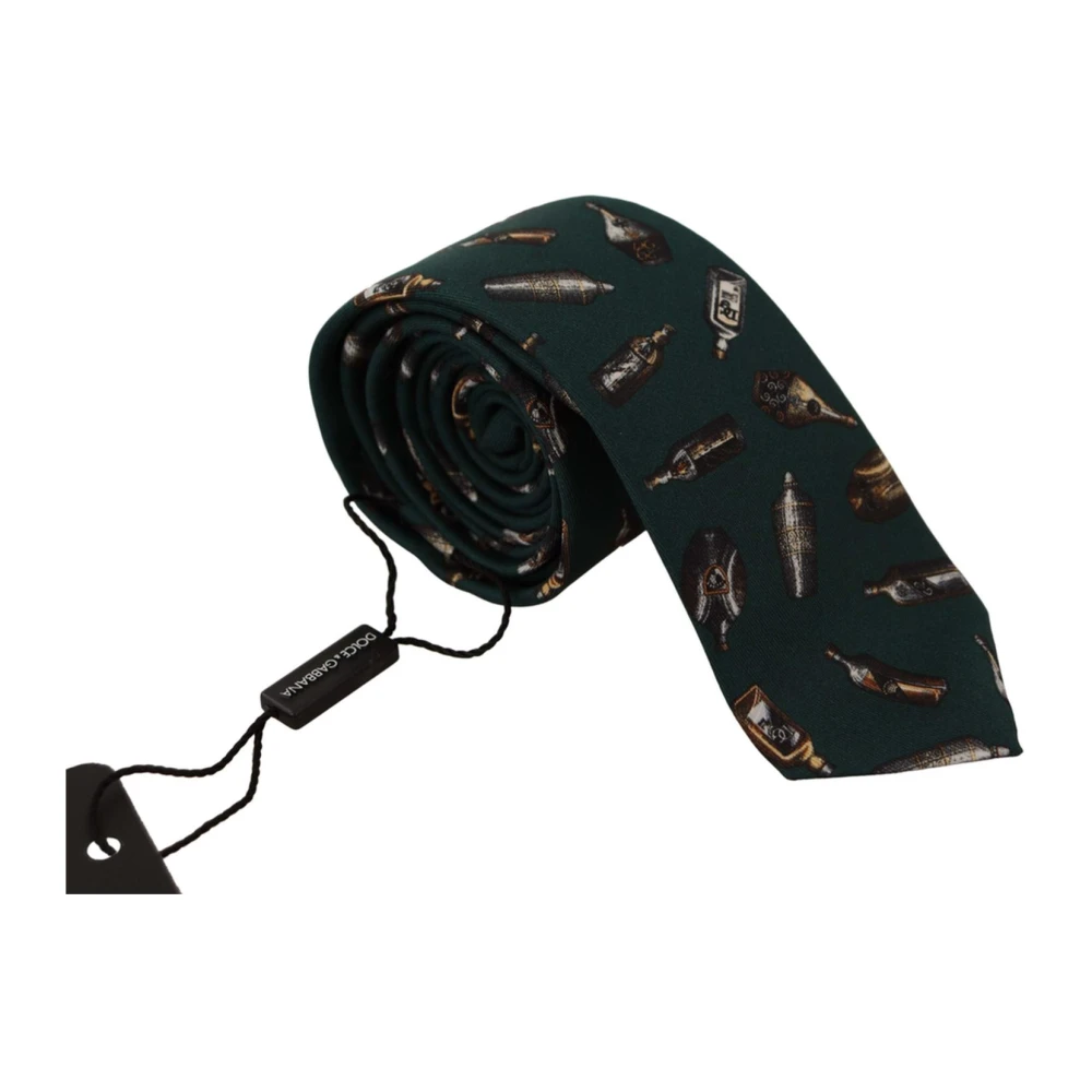 Dolce & Gabbana Zwarte flesprint zijden strik Black Heren