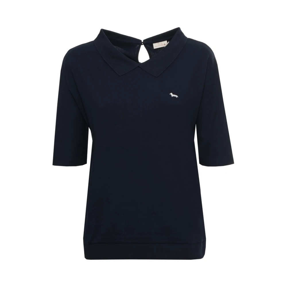 Harmont & Blaine Top met kraag en korte mouwen Blue Dames