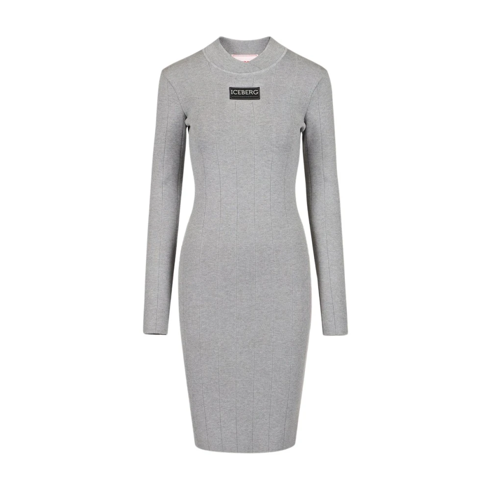 Iceberg Elegant Stretch Viscose Dress Gray Dames