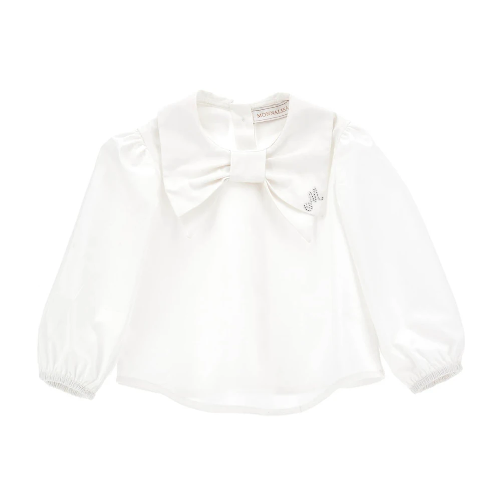 Monnalisa Girls White Kids Blouses, 3 Y, Camicia In Cotone