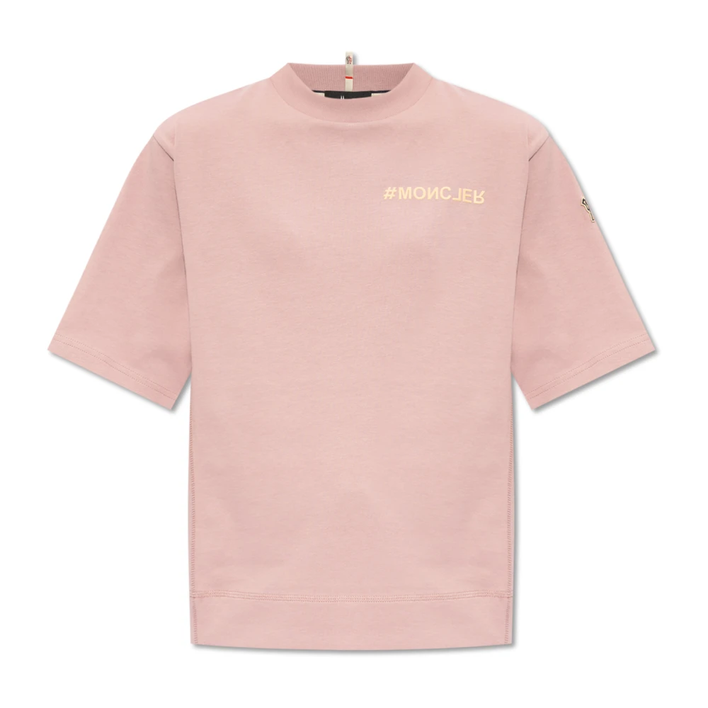 Moncler Logo Oversized Ronde Hals T-shirt Pink Dames