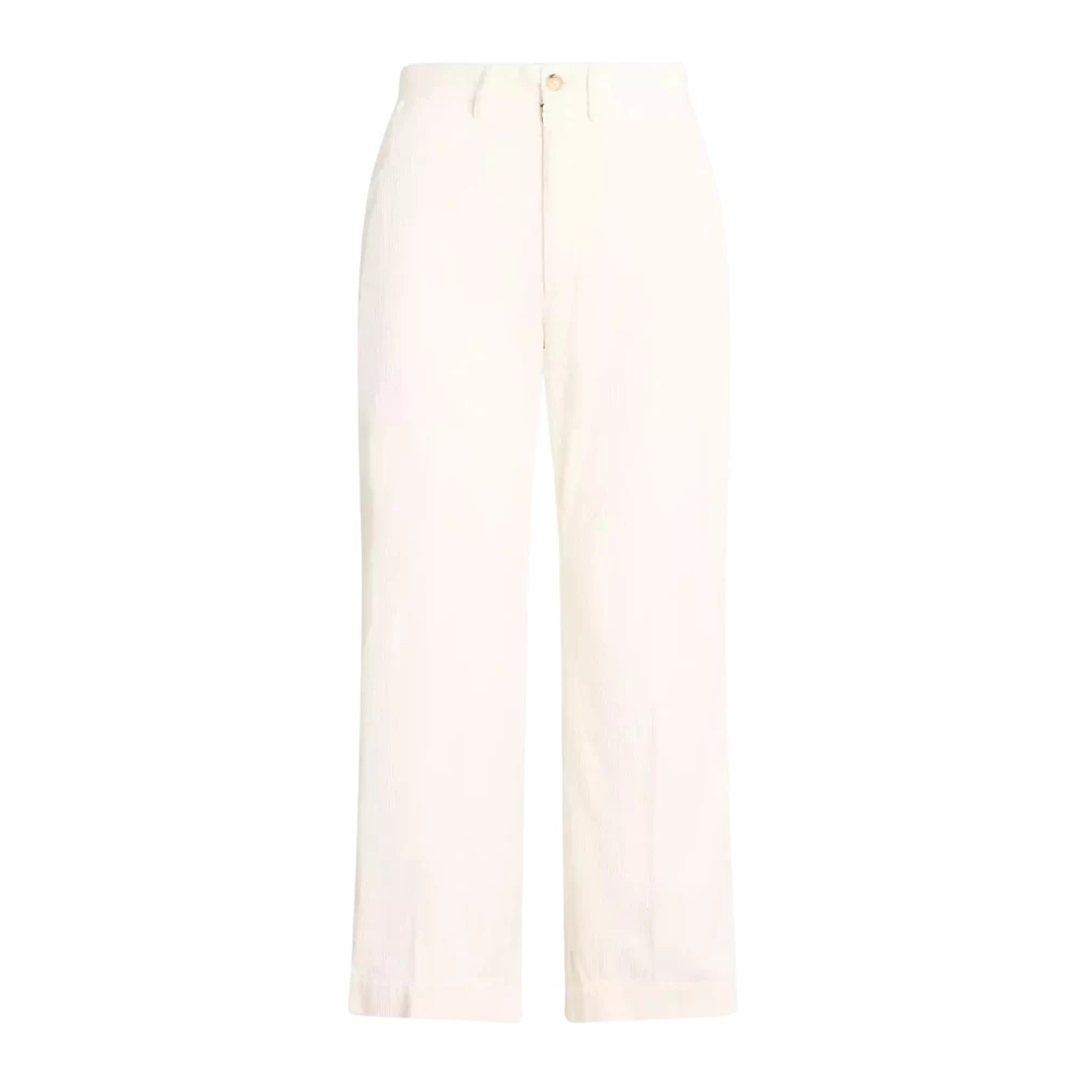 Ralph Lauren Women's White Corduroy Trousers - Cropped Trousers - M - Trousers