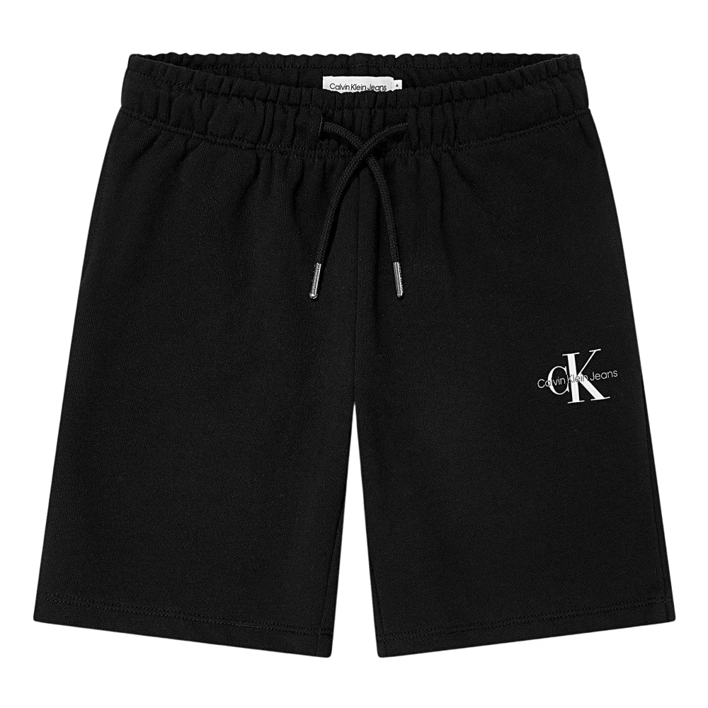 Calvin Klein Unisex Kids Black Shorts, 10 Y, Monogram Relaxed Shorts In