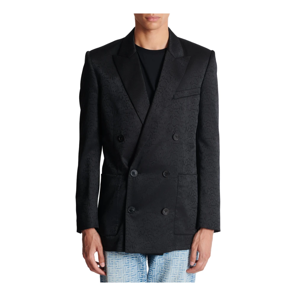 Balmain Python Jacquard Blazer Blue Heren