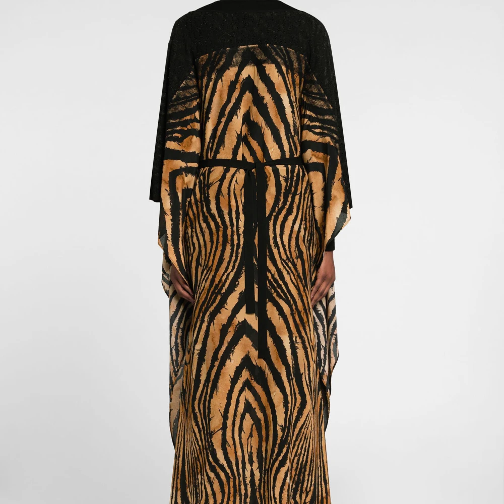Roberto Cavalli Sicily Queen Print Kaftan Leopard Lace Multicolor Dames