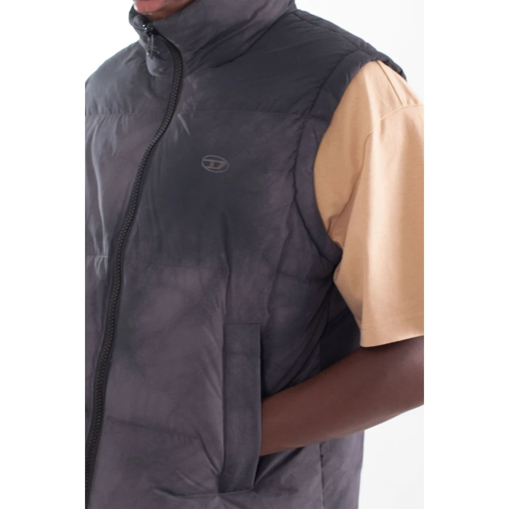 Diesel Faded Puffer Vest voor vrouwen Black Heren
