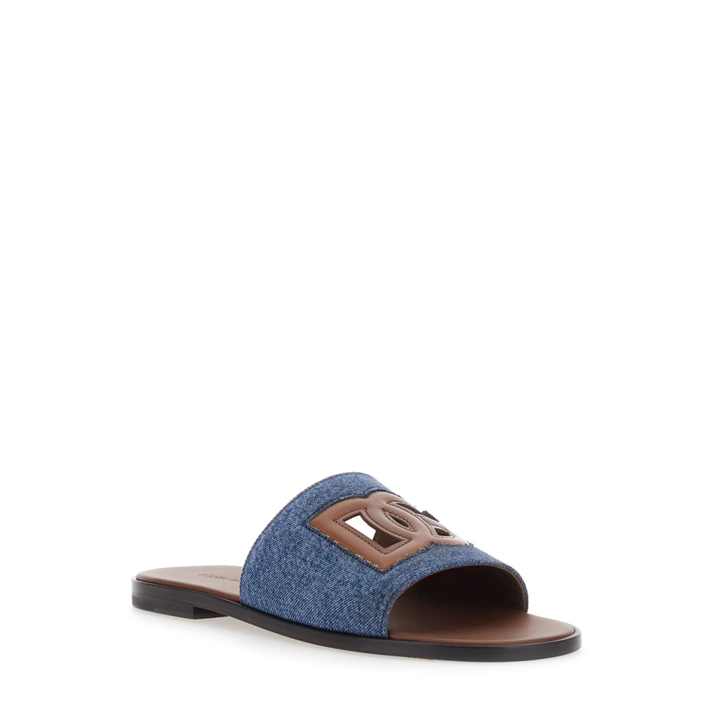 Dolce & Gabbana DG Cutout Denim Sliders