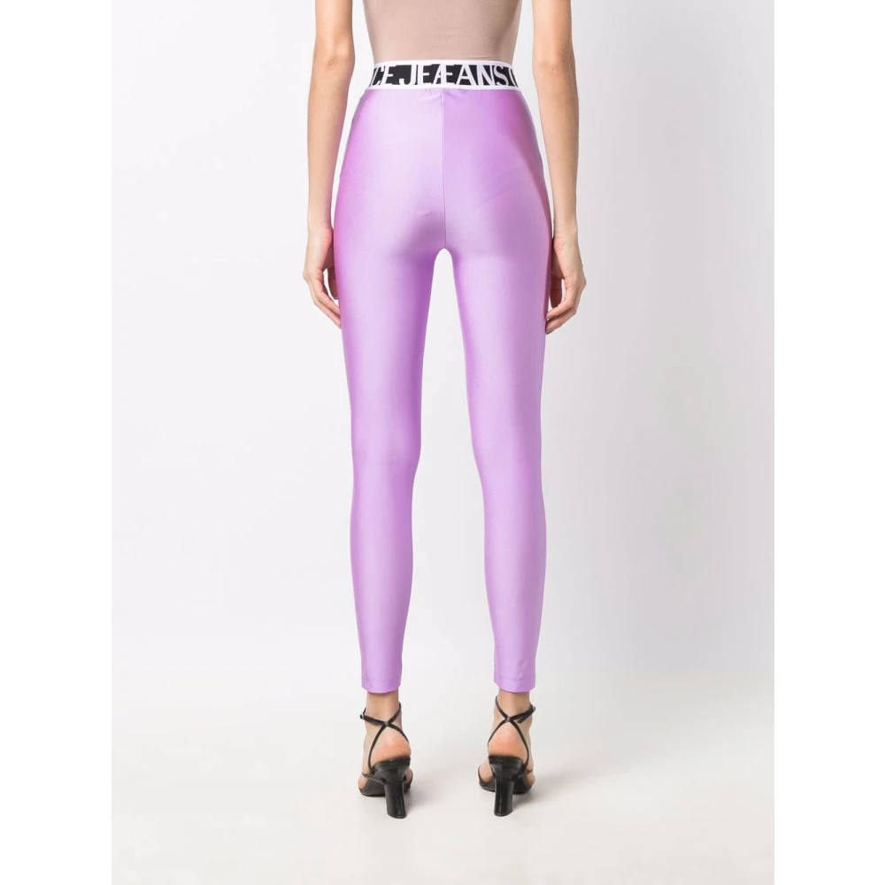 Versace Jeans Couture Leggings met elastische tailleband Purple Dames