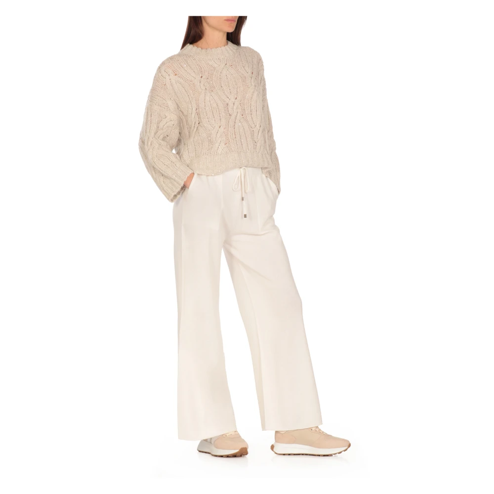 Antonelli Firenze Beige Paillet Trui met Uitgesneden Details Beige Dames