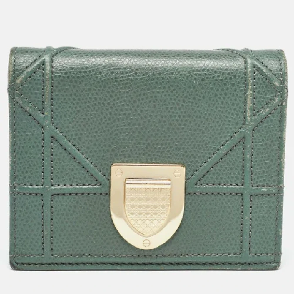 Dior Vintage Pre-owned Leather wallets Green Dames