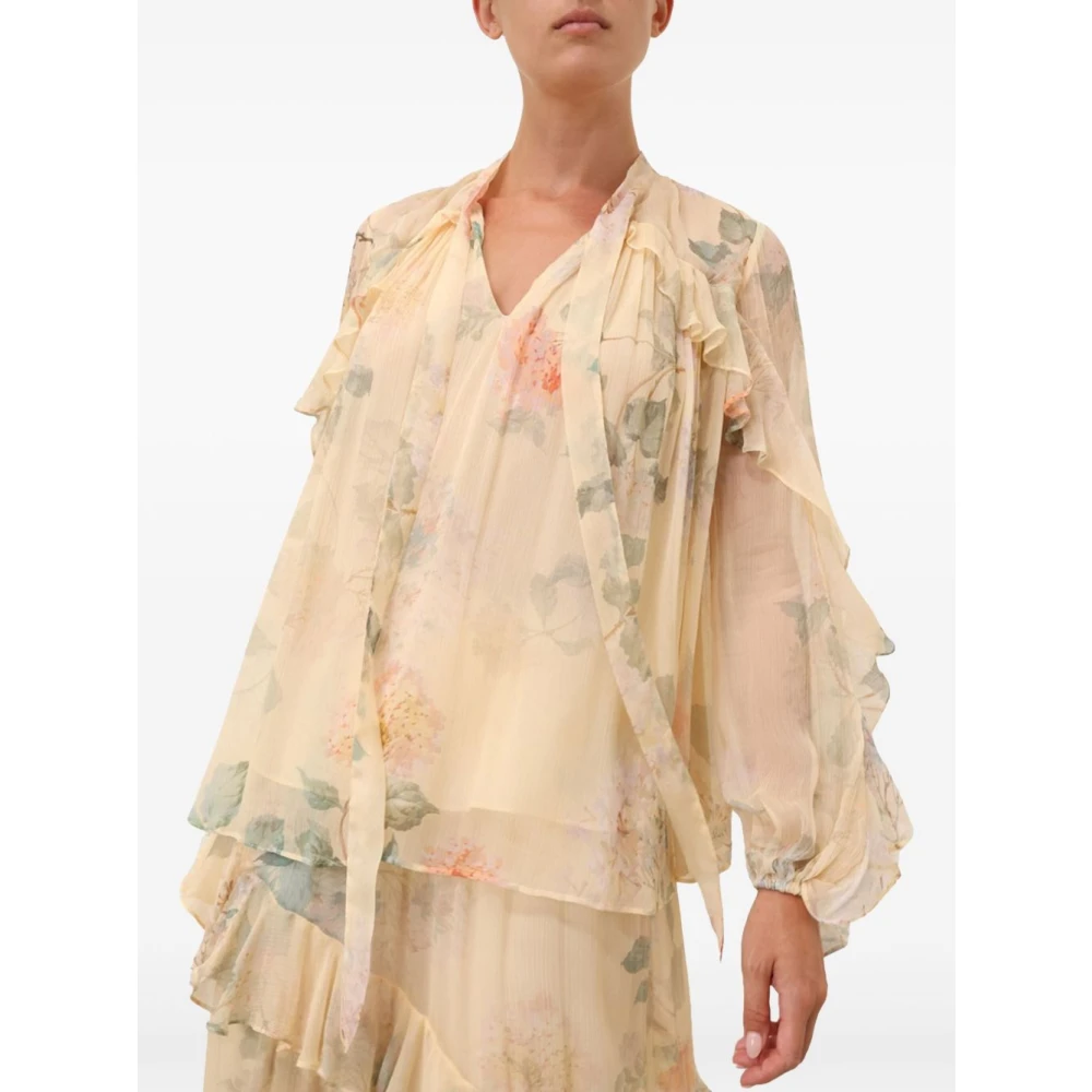 Zimmermann Gele Bloemenprint Gerimpelde Top Yellow Dames