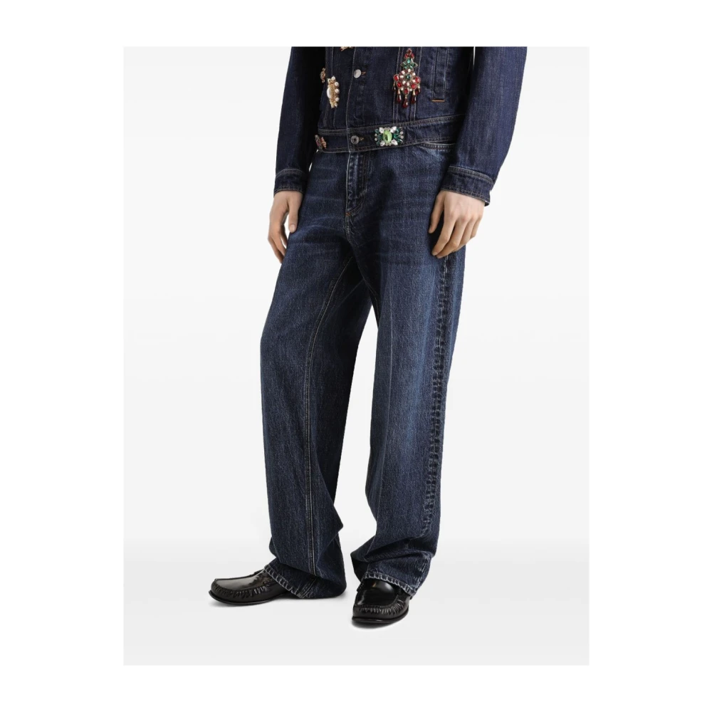 Dolce & Gabbana Heren Straight Jeans met DG Borduurwerk Blue Heren