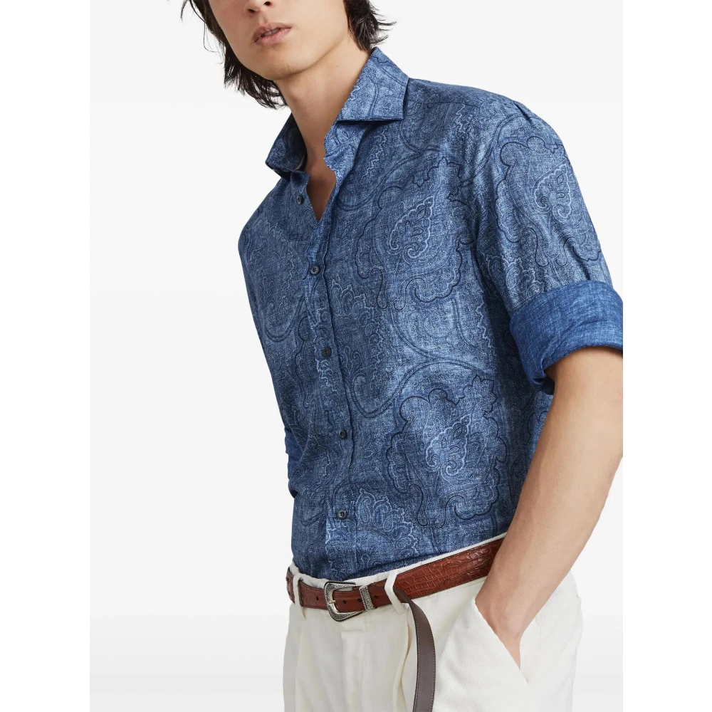 BRUNELLO CUCINELLI Stijlvolle Shirt C001 Blue Heren