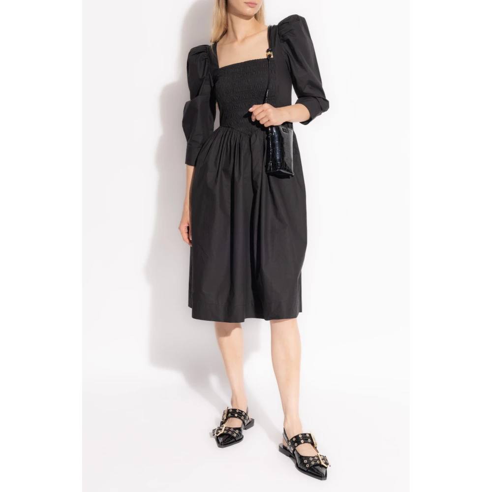 Ganni Jurk met ruches Black Dames