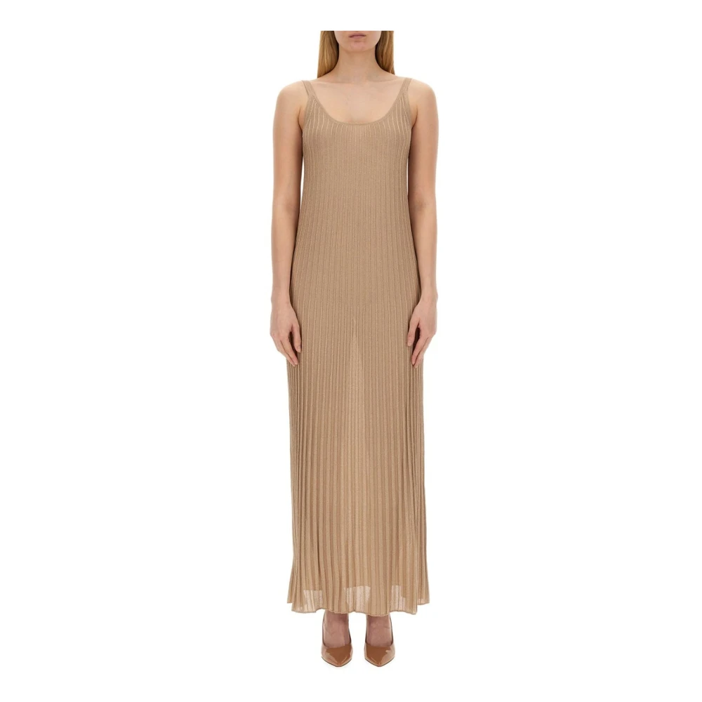Max Mara Ritmo Lurex Lange Jurk Vrouwen Beige Dames