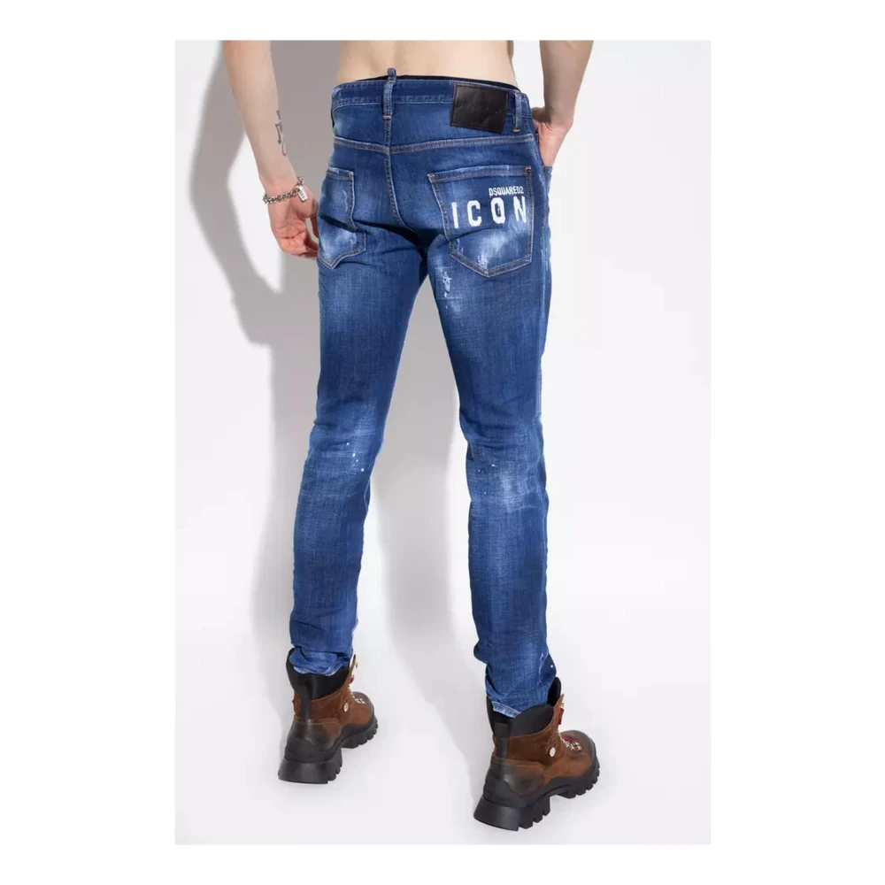 Dsquared2 Distressed Cool Guy Jeans met Logo Print Blue Heren