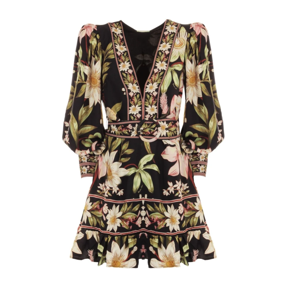 Farm Rio Surreal Flowers Zwarte Mini Jurk Multicolor Dames