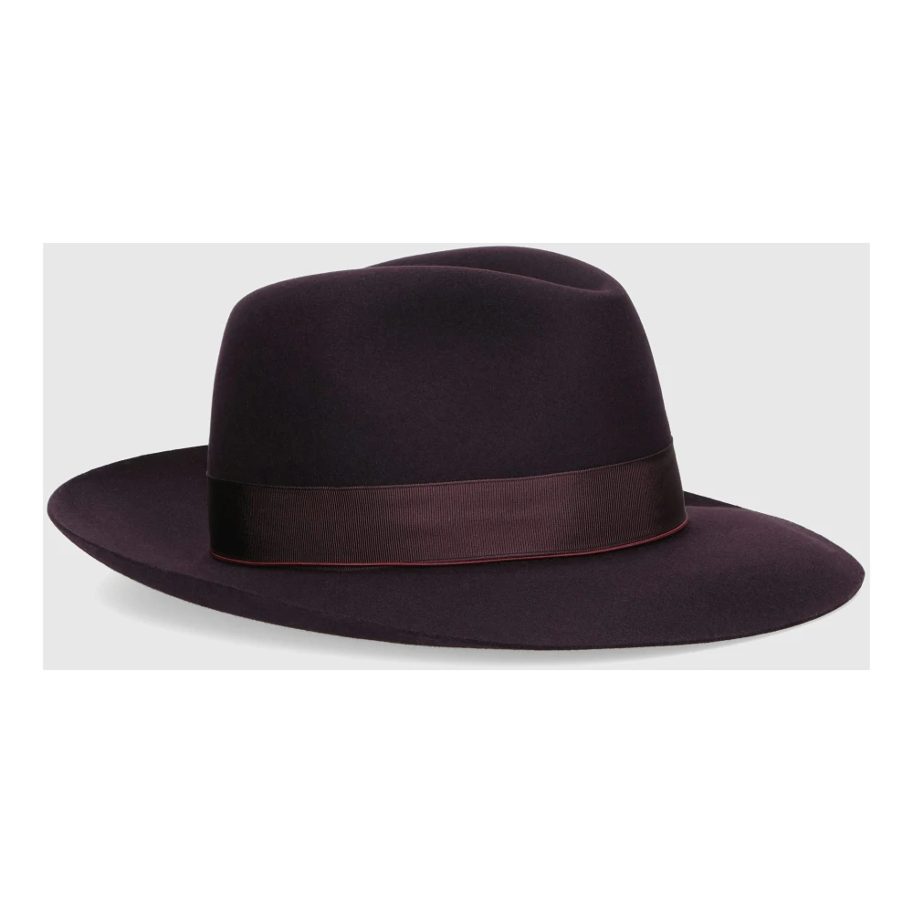 Borsalino Vilt Breedgerande Hoed Purple Heren