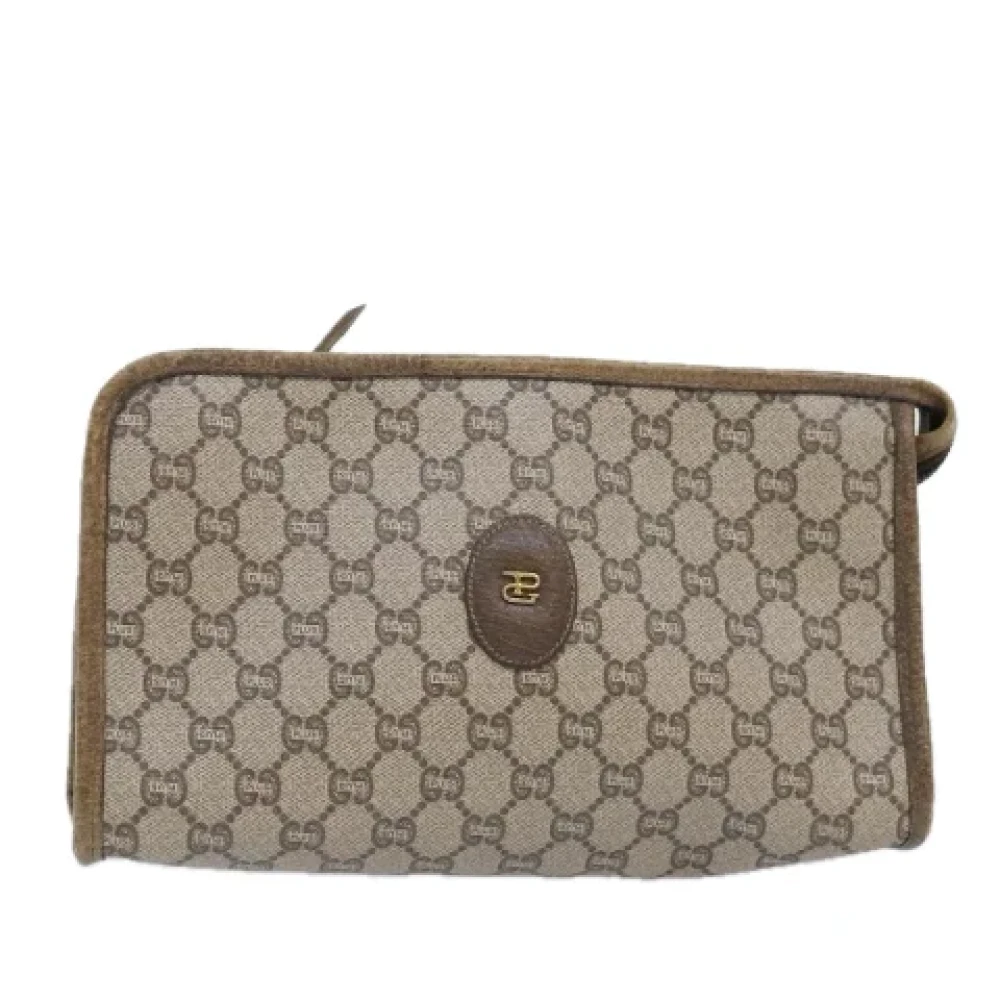 Gucci Vintage Pre-owned Canvas clutches Beige Dames