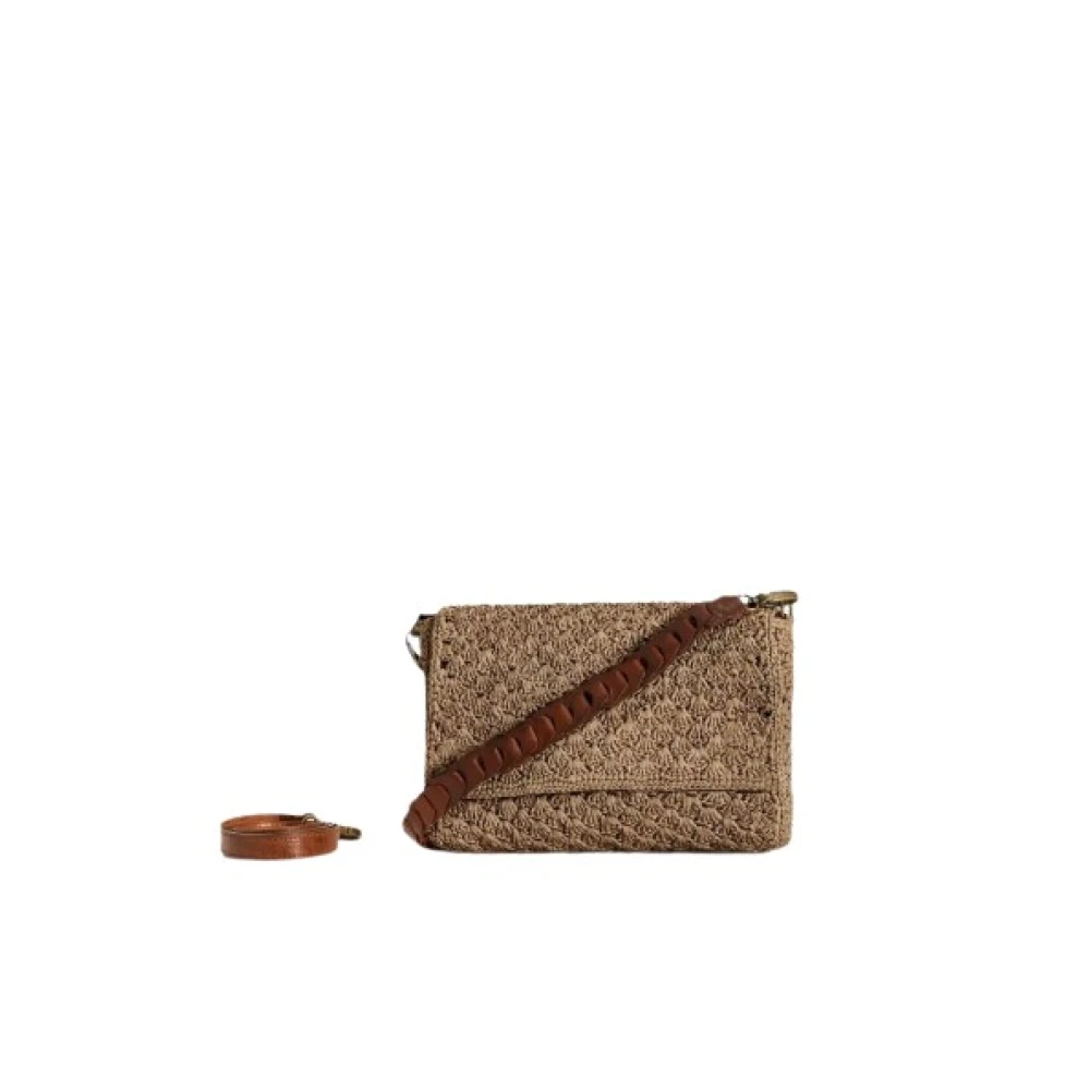 Ibeliv Raphia en Zebu Leren Tas Sonia Brown Dames