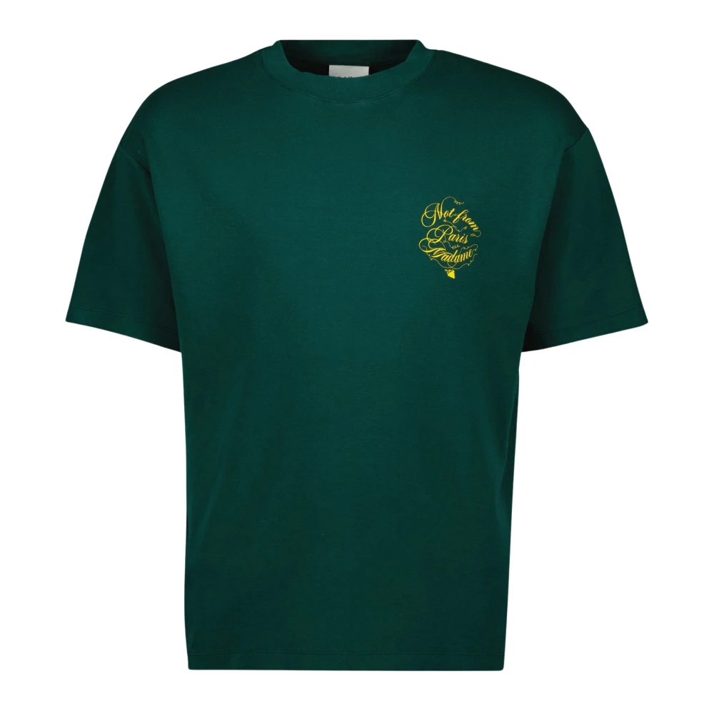 Drole de Monsieur Groene Wijnranken Slogan T-shirt Lente-Zomer 2025 Green Heren