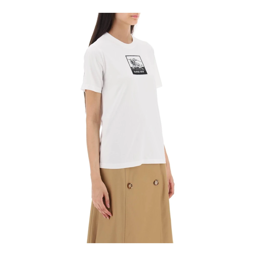 Burberry Margot T-Shirt met EKD Borduursel White Dames