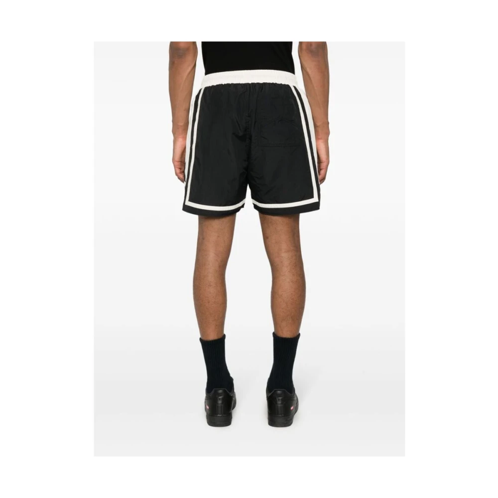 Rhude Korte elastische shorts met streepdetail Black Heren