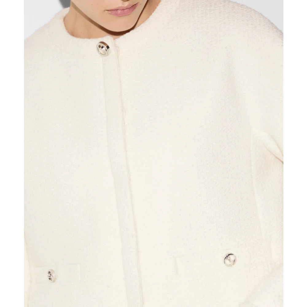 Gucci Witte Bouclé Jas met Drukknopen White Dames
