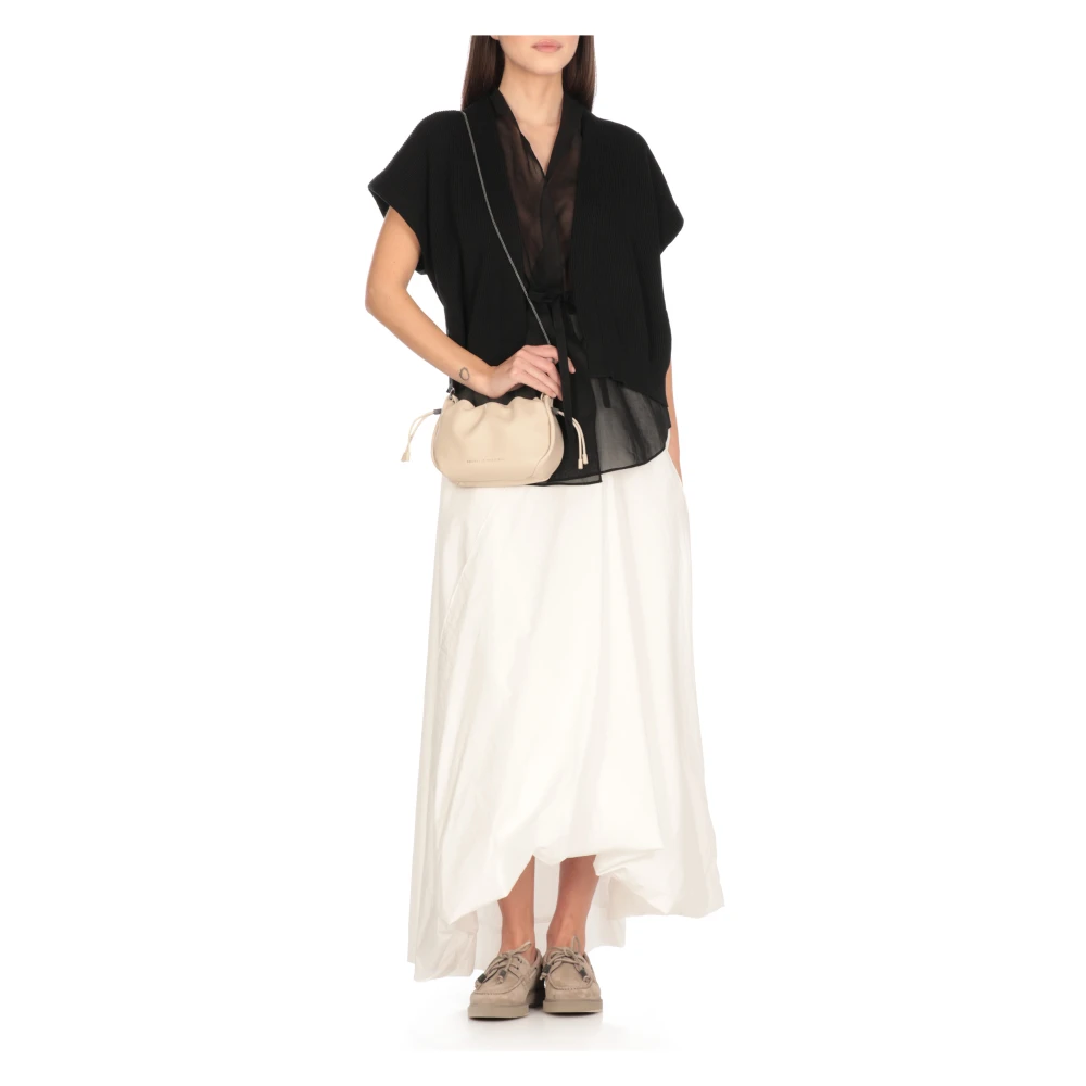 BRUNELLO CUCINELLI Zwarte Katoenen Vest met Messing Details Black Dames