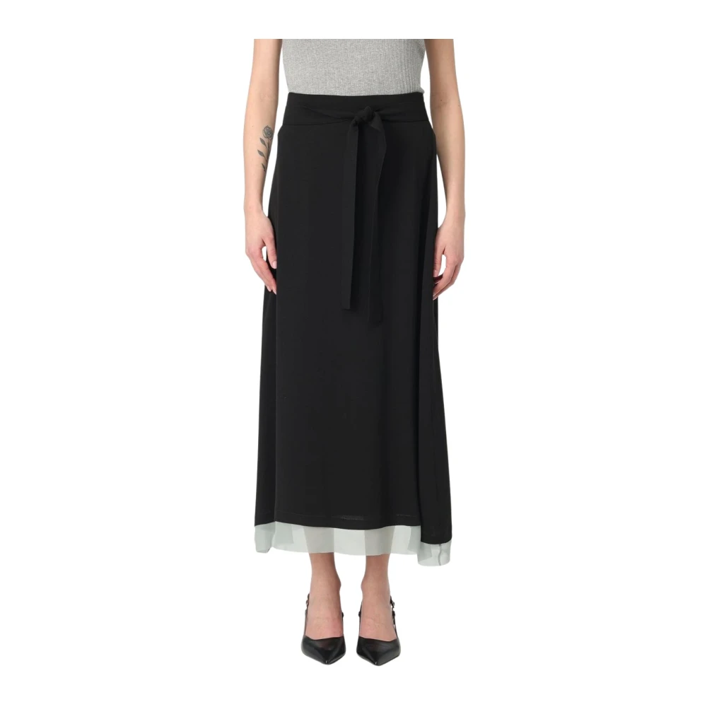 Fendi Damen Schwarz Midi-A-Linien-Rock Mit Bindegürtel